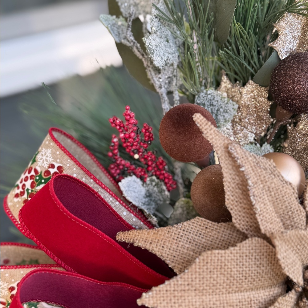 Burlap Poinsettia Lantern Decor - Picture 6 of 8